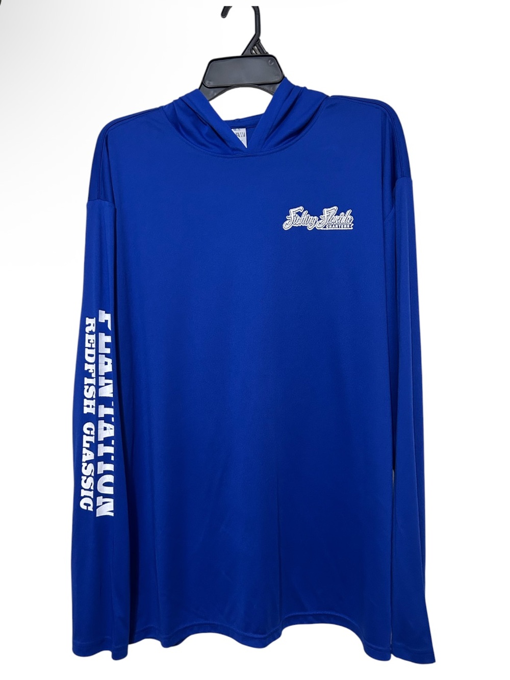 BAW Xtreme-Tek Men's XL Long Sleeve Fishing Hoodie Shirt Blue Plantation Redfish